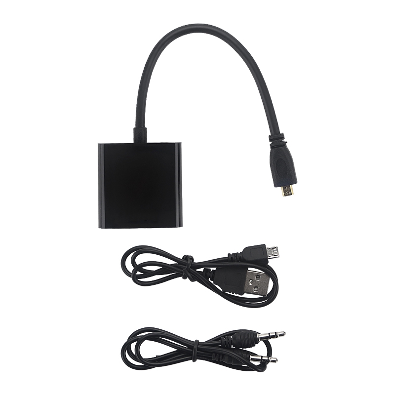 Micro- to VGA Adapter Cable 1080P Video Converter with Audio Jack USB Power Cable for Camera 4. 