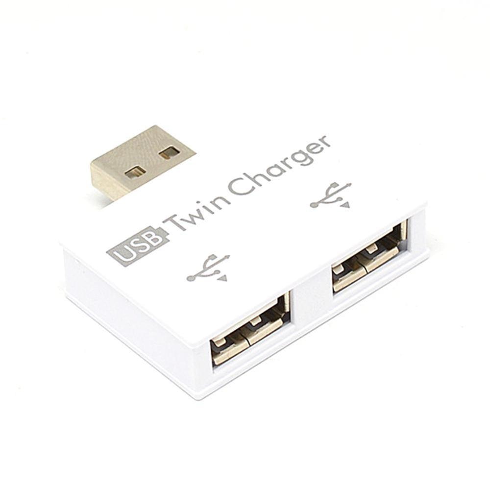 Mini USB Hub To 2 Port Charger Hub Adapter  Fashion New USB Splitter For Phone  Computer USB Hub 2.0（white）. 