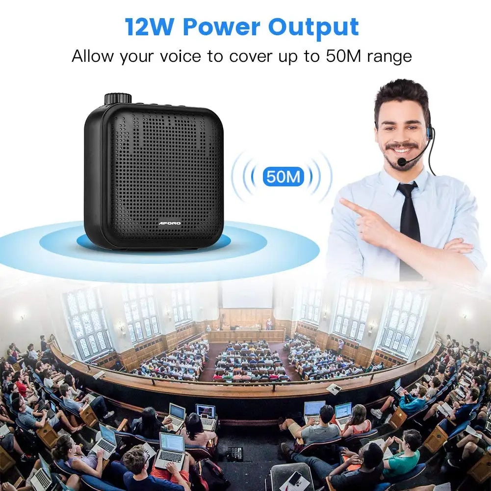 Portable Voice Amplifier Megaphone Mini Audio Speaker With Microphone Rechargeable Ultralight Loudspeaker For Teachers. 