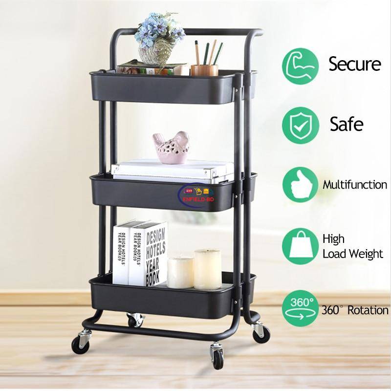 3 Layer Kitchen Cabinet Kitchen Rack Kitchen Trolley Kitchen Storage Rack Dapur Rack Memasak Beroda With Wheels Durable: Organize Your Kitchen Efficiently