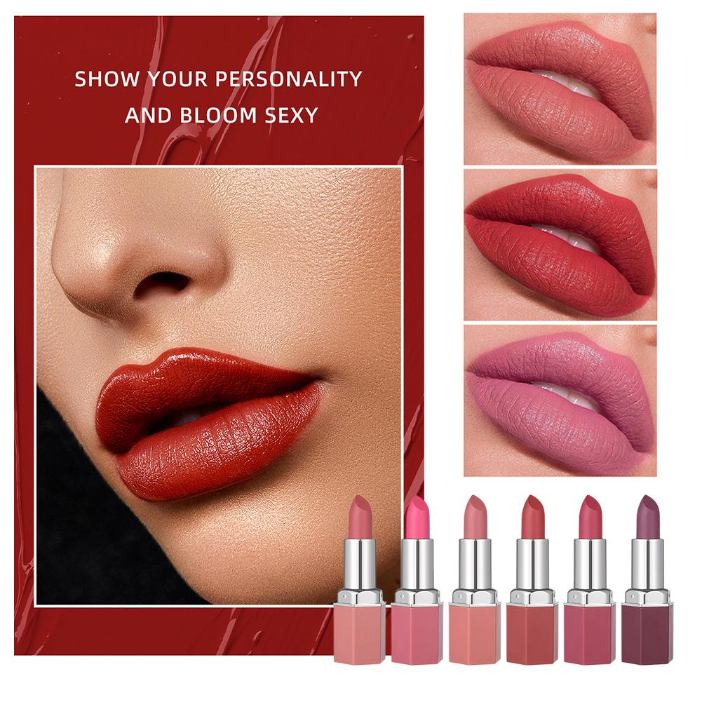 6Color Matte Moisturizing Lipstick Lipstick Matte Add Matte Texture Effect Color High Durability Comfortable L4T1