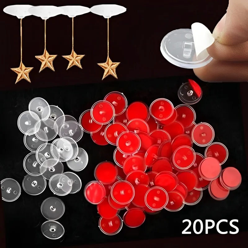 20PCS Strong Self Adhesive Hooks 2cm Suction Small Round Disc Seamless Ceiling Transparent Hanging Flag Hook Home Wall Storage