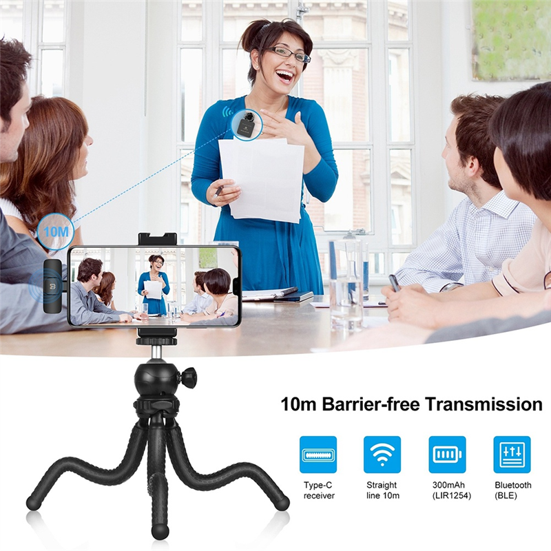 PULUZ Wireless Lavalier Microphone Black Wireless Lavalier Microphone C-One for Two (Rechargeable Version). 