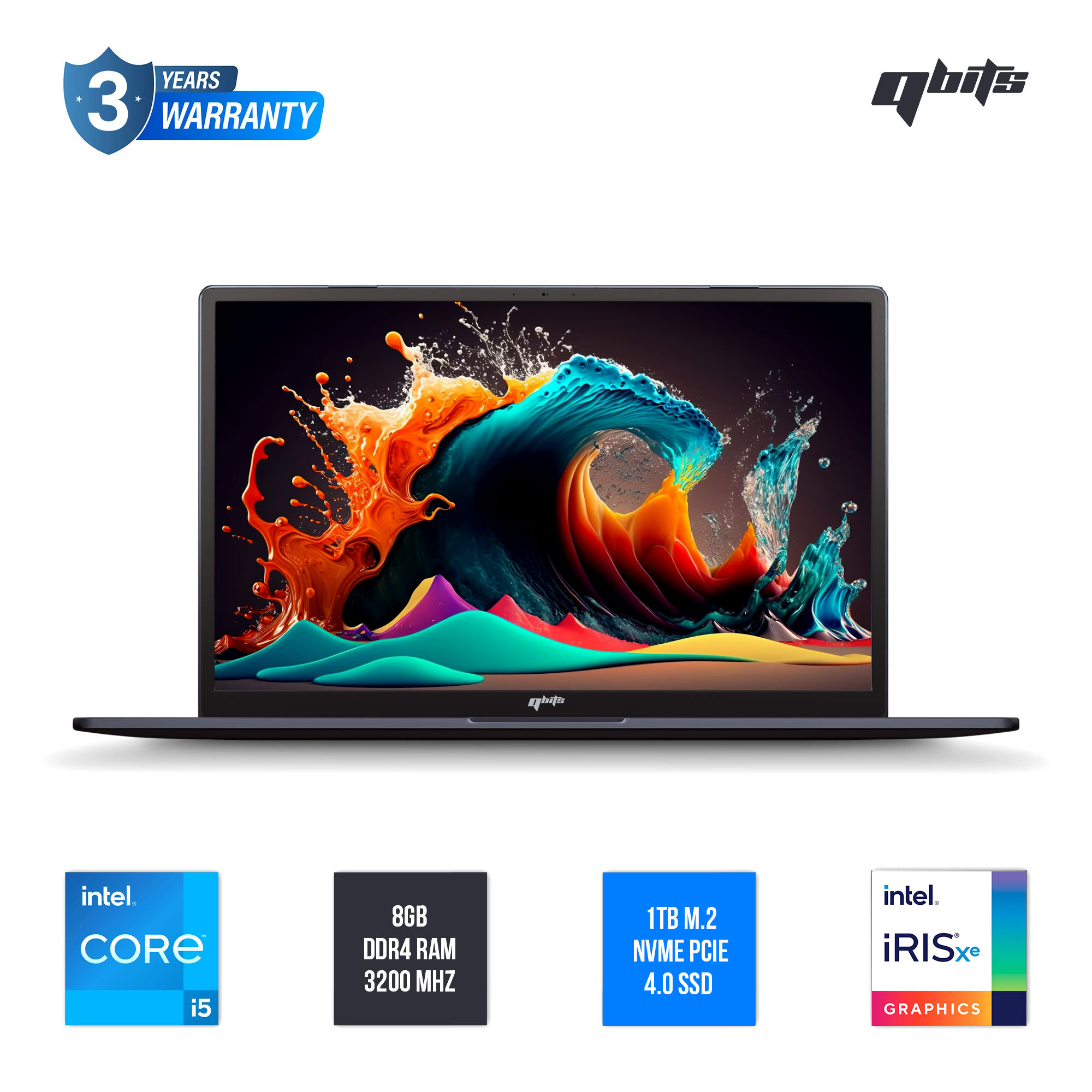 Qbits Sigma X2 Laptop Intel® Core™ i5-1240P (1.70 GHz to 4.40 GHz 12 MB Cache) with 8 GB RAM and 1TB M.2 WD NVMe SSD