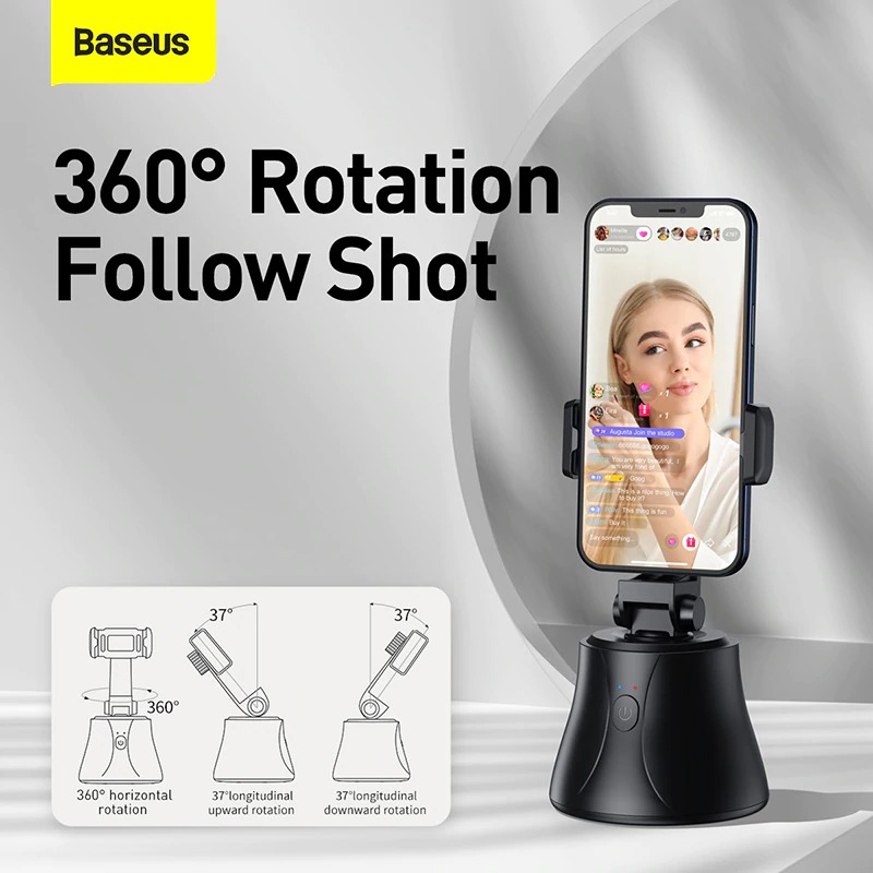 Baseus Smart Bluetooth Selfie Stick 360° Rotation Al Following Shot Tripod Head Auto Face Object Tracking Hands-free. 