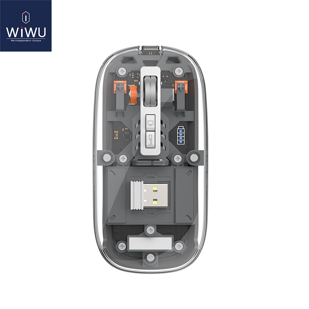 Trendy Hot Selling WIWU Crystal Transparent Wireless Mouse- Sky Blue Color. 