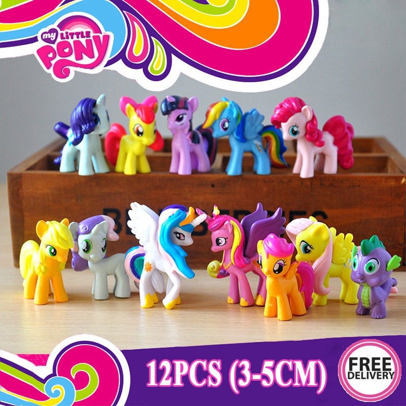 My Little Pony Figures Toys Mini Unicorn Fluttershy Rainbow Dash 12PC Bundle Set