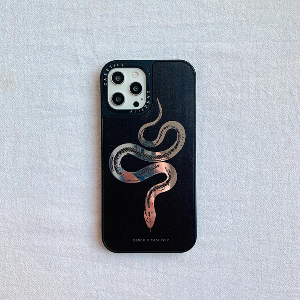 Casetify BLVCK Rose Skull Snake Plating Mirror Hard Casing iPhone 7 8 Plus 7+ 8+ X XS XR 11 12 13 Pro Max Case Cover