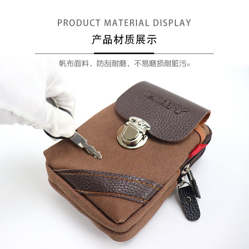 Nanjiren Canvas Bag Men's Waist Bag Multi-Functional New Belt Outdoor Work Bag Waist Hanging Bag. 