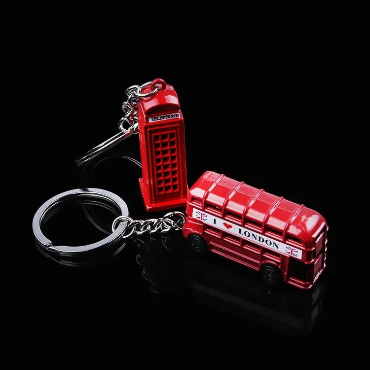 Classical London Red Bus Key Chain Post Mail Box Key Holder Telephone booth Charm Pendant Keychain For Men Party Gift Souvenir. 