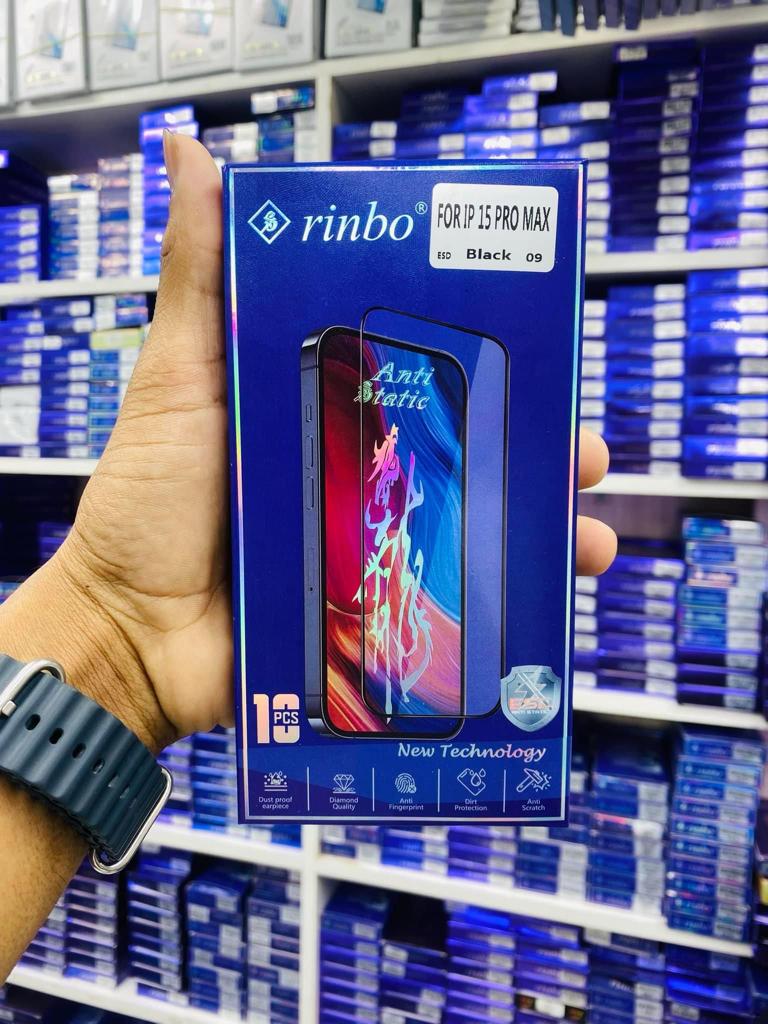 RINBO TEMPERED GLASS SCREEN PROTECTOR FOR IPHONE 15 SERIES / 14 SERIES / 13 SERIES / 12 SERIES / 11 SERIES / XS MAX / XS / XR / X / 8 PLUS / 7 PLUS / 6S PLUS / 6 PLUS / 8 / 7 / 6S / 6 / SE 2020. 