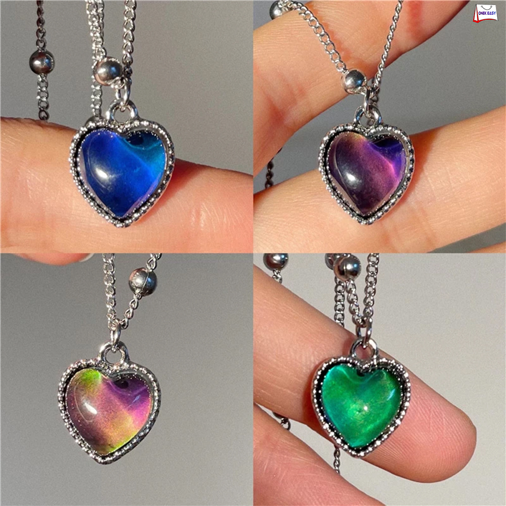 BTS V Heart Shaped Necklace Color Change Emotion Feeling Temperature Thermochromic. 