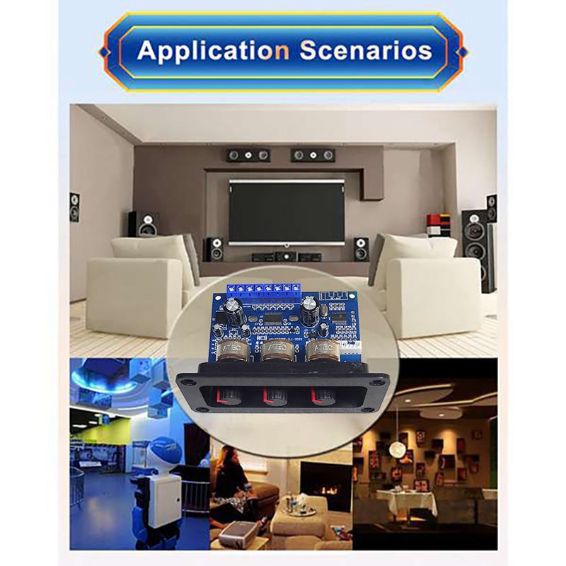 2.1 Channel Digital Power Amplifier Board 2X25W+50W Bluetooth 5.0 Subwoofer Class D Audio Amplifier Board DC 12-20V. 