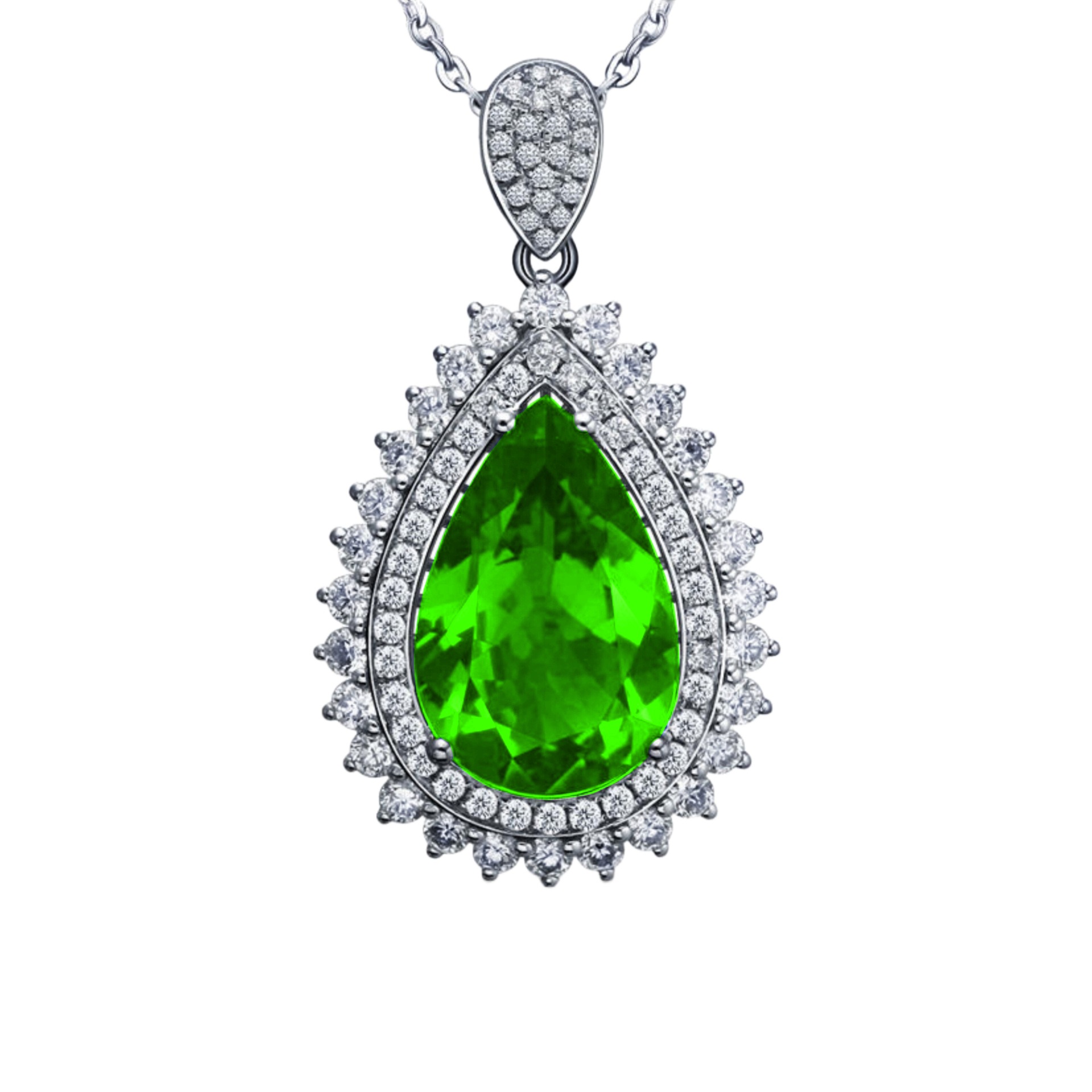 Douyin live sparkling luxury pear-shaped pendant inlaid tanzanite high carbon diamond ruby pendant clavicle chain. 