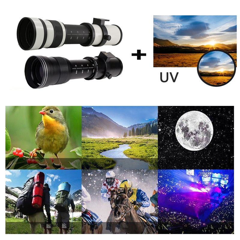 Lightdow 420-800mm F8.3 Manual Zoom Super Telephoto Lens With UV filter for Canon EOS Rebel T3 T3i T4i T5 T6s T7 Camera Lenes. 