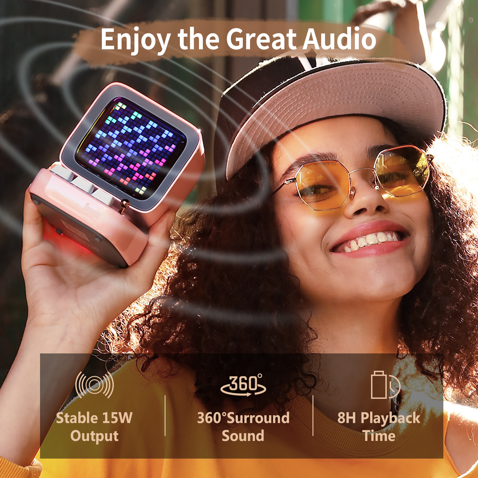 Divoom Ditoo-Pro Portable Bluetooth Speaker Retro Pixel Art Alarm Clock DIY LED Display Board, Cute Gift Home Light Decoration. 