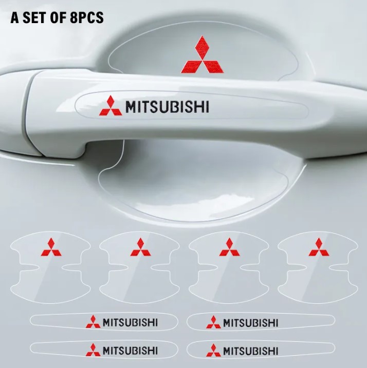 8Pcs Car Door Bowl Handle Anti-Scratch Soft POLY Flim Protective Stickers For Mitsubishi