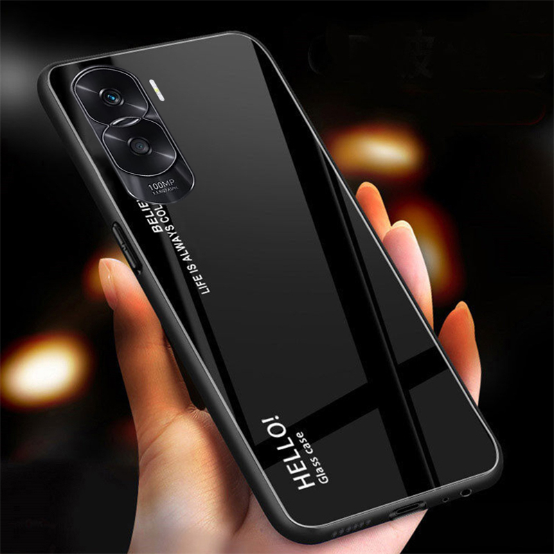 For Honor 90 Lite Phone Case Gradient 9H Tempered Glass Protector Colorful Soft Edge for Honor90 Lite Cover Casing HP