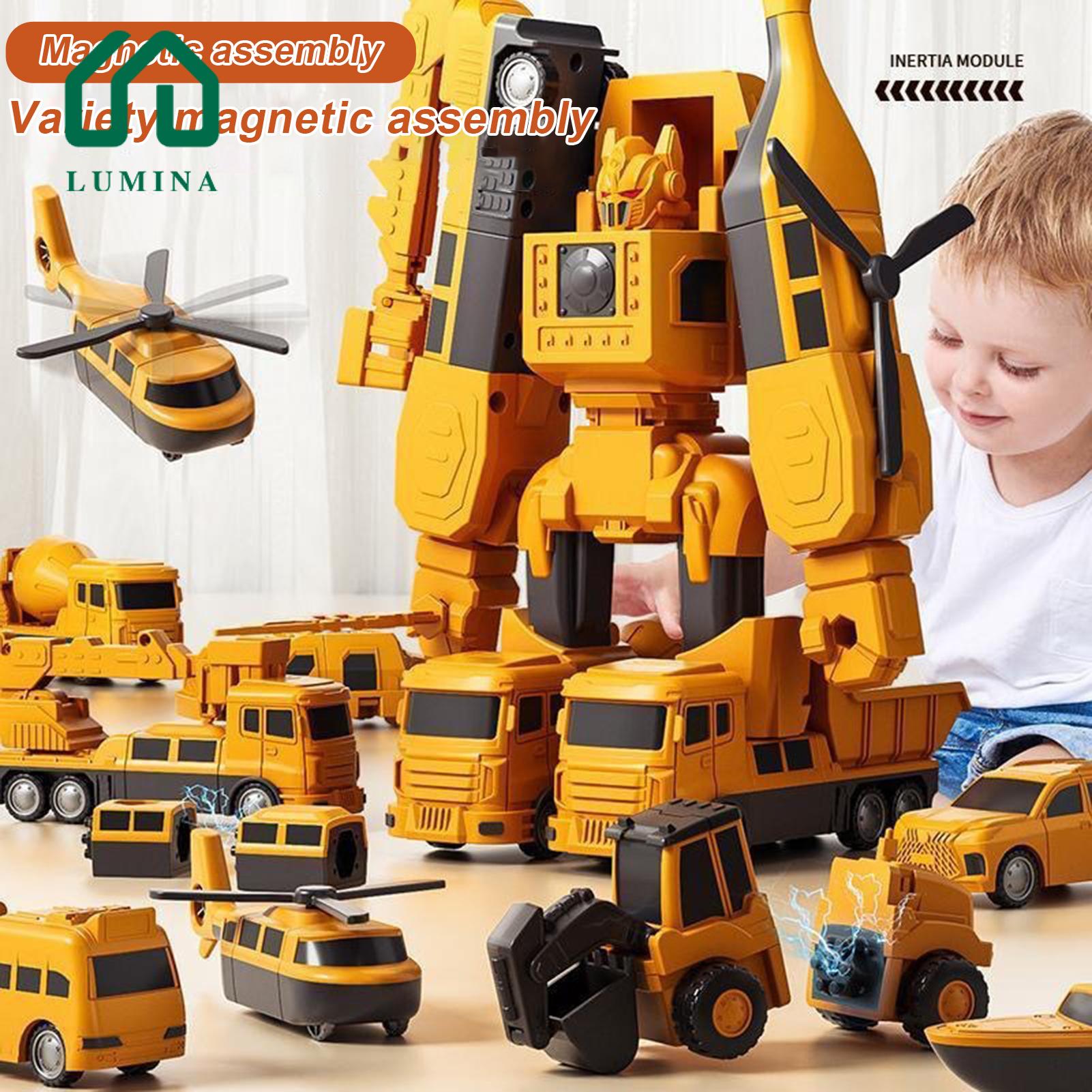 Lumina Educational Construction Vehicle Toys 35 Pcs Magnetic Transform Engineering Car Toy Set with Storage Box Educational Puzzle Toy for Toddlers Interactive Learning Activities Easy Assembly Engineering. 