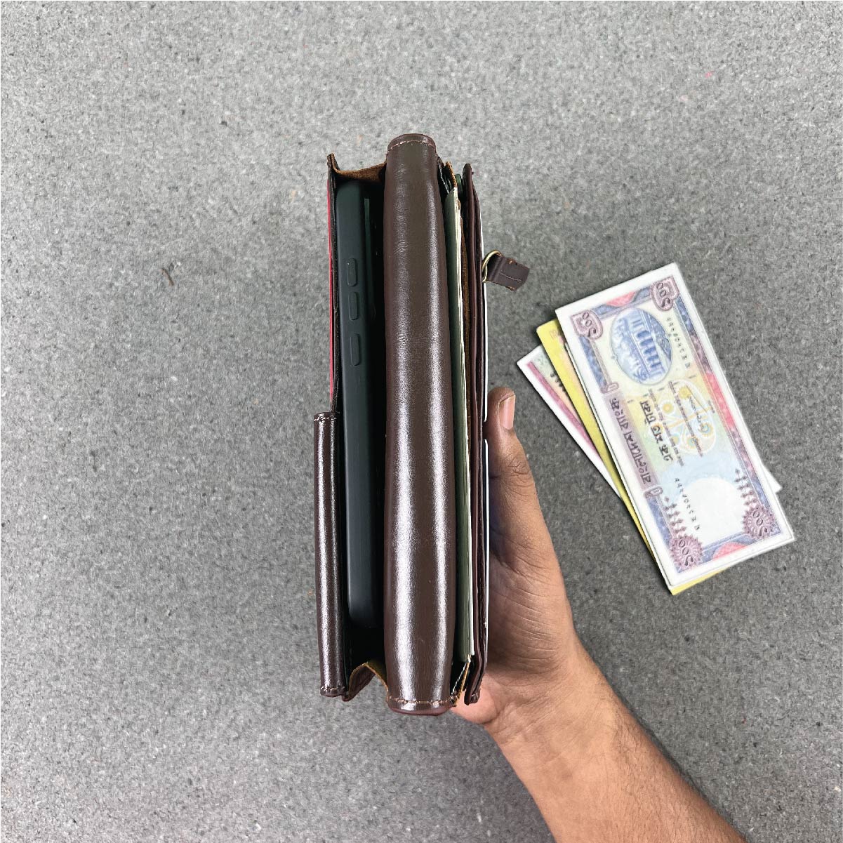 Leather Multinational Single Mobile  Long Moto Wallet AB-LDW02. 