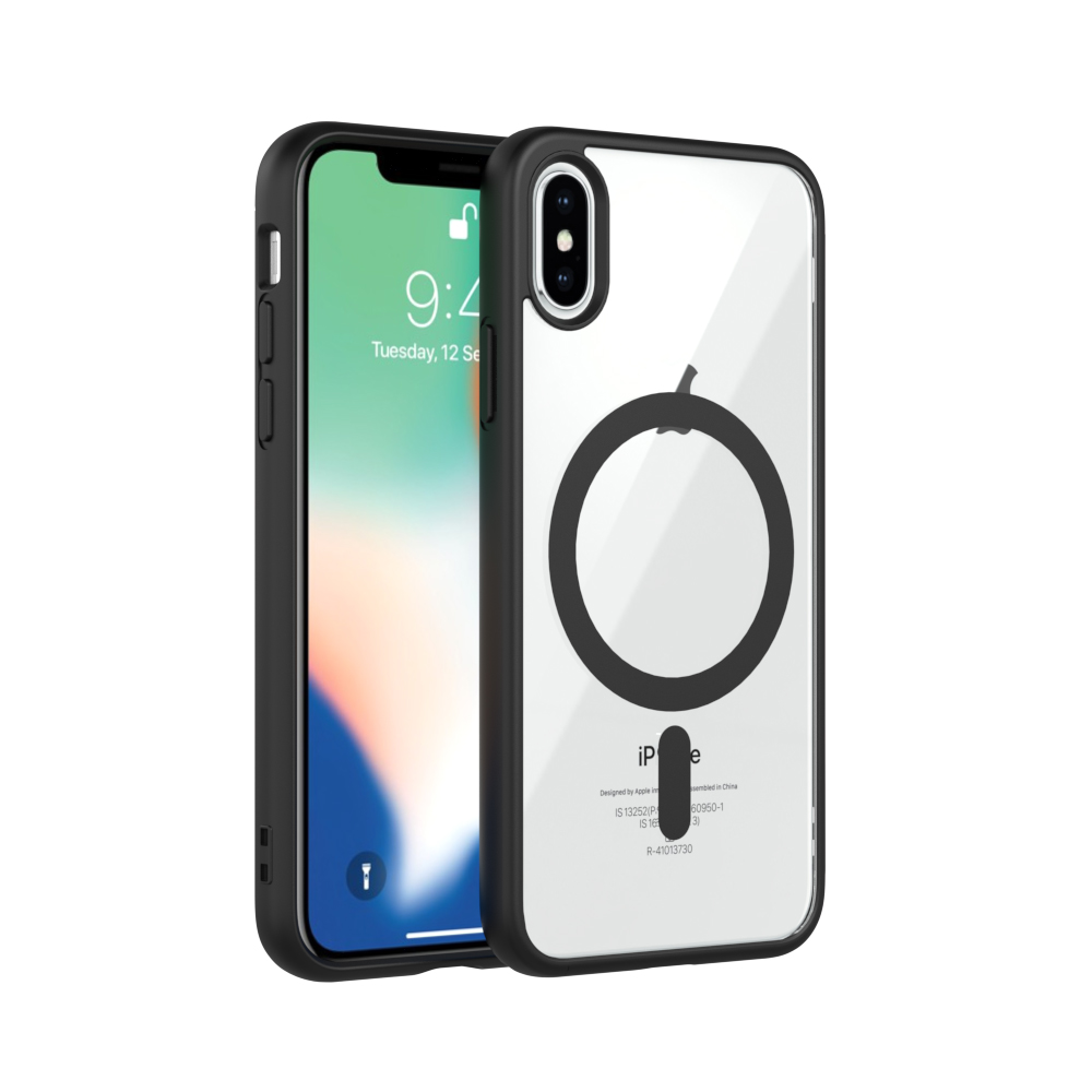 For Apple iPhone XS Max MagSafe Compatible Shockproof Transparent Slim Fit Wireless Charging supported Frosted Border Phone Back Case Mobile Cover