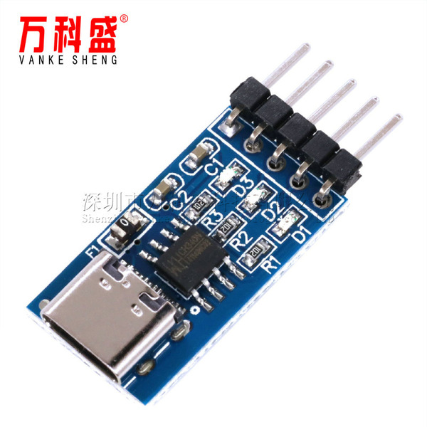 CH340 TYPE C Serial Port Module HW-234 CH340N TYPE-C Interface USB To TTL Serial Port Module CH340N DC 5V 3.3V 5 Pin Leads Header Type C USB To TTL CH340N Module Adapters. 
