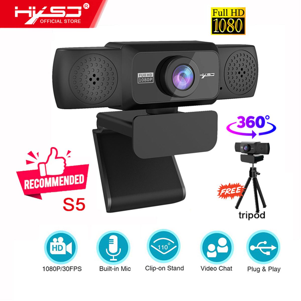 HXSJ S5 HD 1080P Webcam for PC Computer Camera with Mic for Online Teaching Vlogging Live Broadcast Video Calling Conference Work