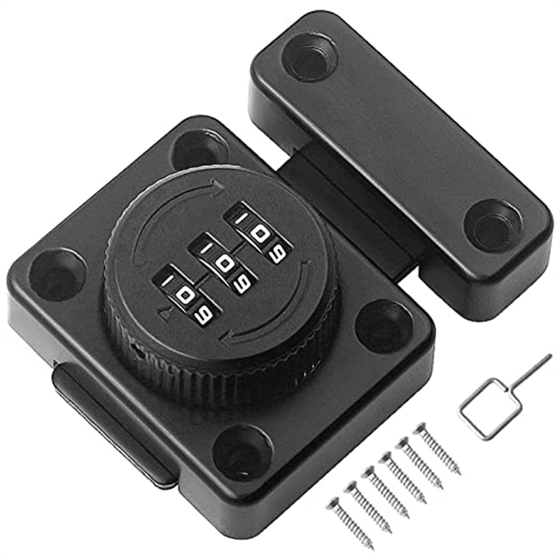 Mechanical Keyless Cabinet Lock, Swivel Drawer Lock (Black)