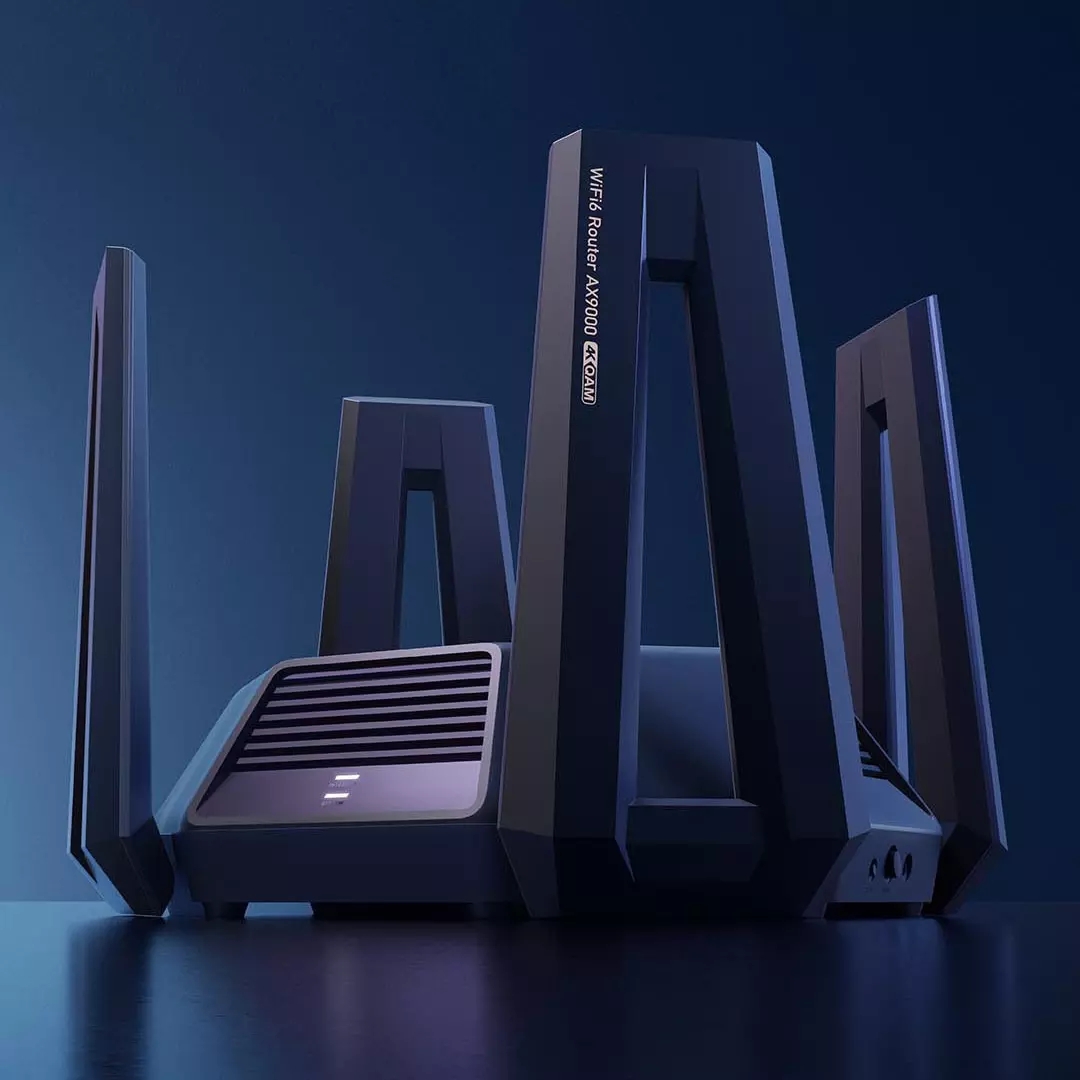 Xiaomi Mijia AX9000 Router AIoT WiFi 6 Enhanced Version Tri-Channels Quad-Core CPU 1GB RAM 4K QAM 9000Mbps 12 High-Gain Antennas. 