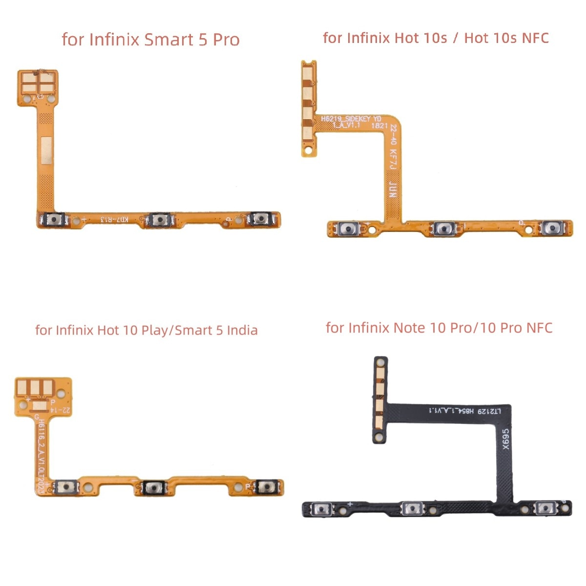 OEM Power Volume Button Flex Cable for Infinix Hot 10s /10s NFC / Smart 5 Pro / Hot 10 Play/Smart 5 India / Note 10 Pro/NFC