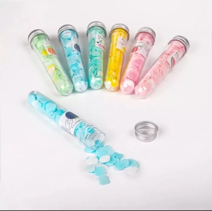 1 bottle mini colored flower paper soap for travel (made in China). 