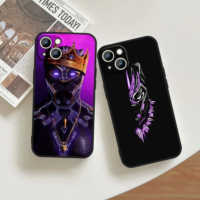 Marvel Black Panther Phone Case For Apple iPhone 14 13 12 11 Pro Max mini XS XR X 8 7 6S 6 Plus Black Soft Funda Back Cover. 