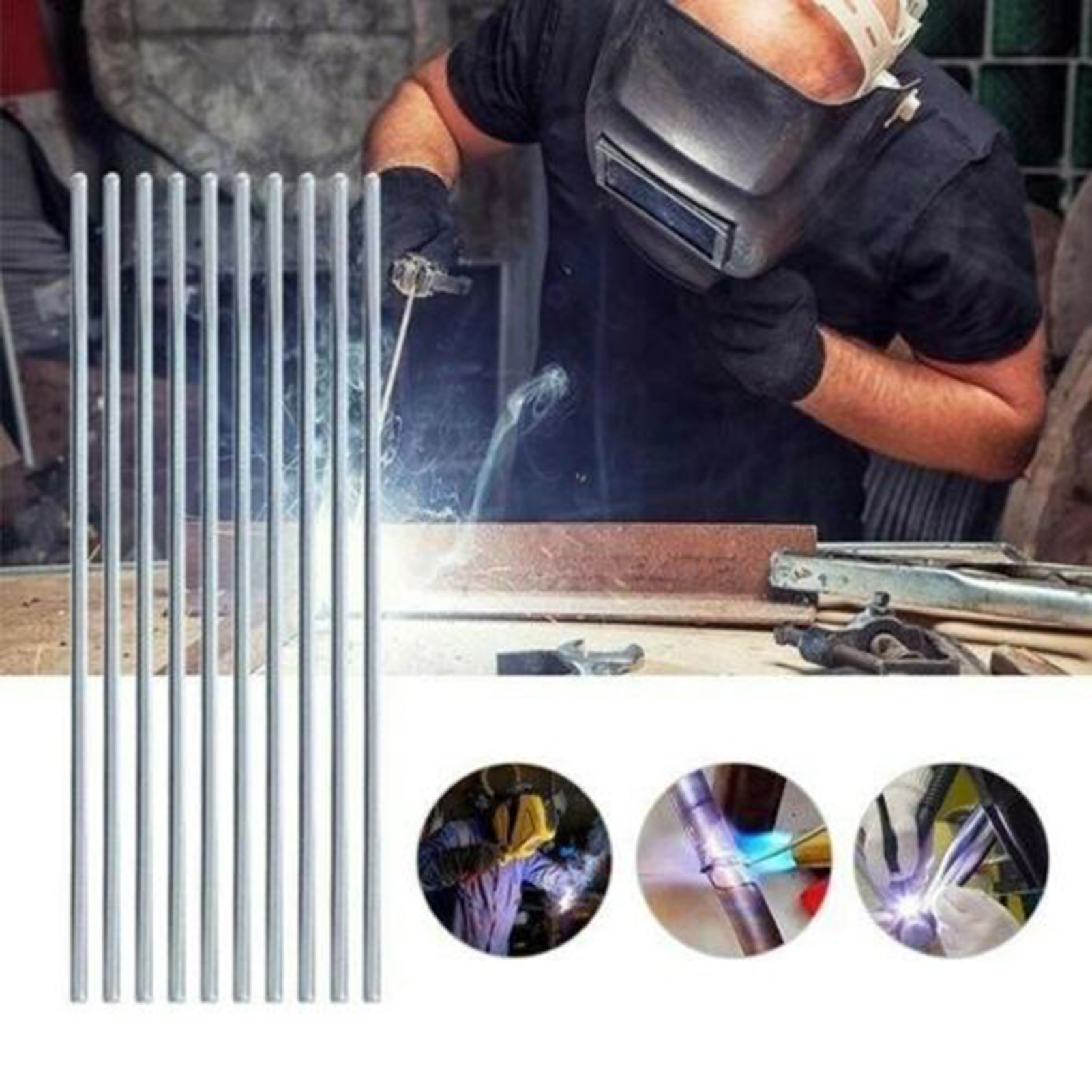 KOGEEK 10Pcs Aluminum Welding Rods Solid Core No Flux Required Low Melting Point Corrosion Resistance. 
