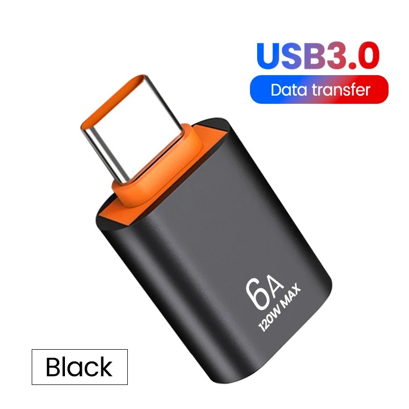 OTG10 6A 120W Type C Otg USB 3.1 Otg Super Fast Type C OTG Mini Metal Black