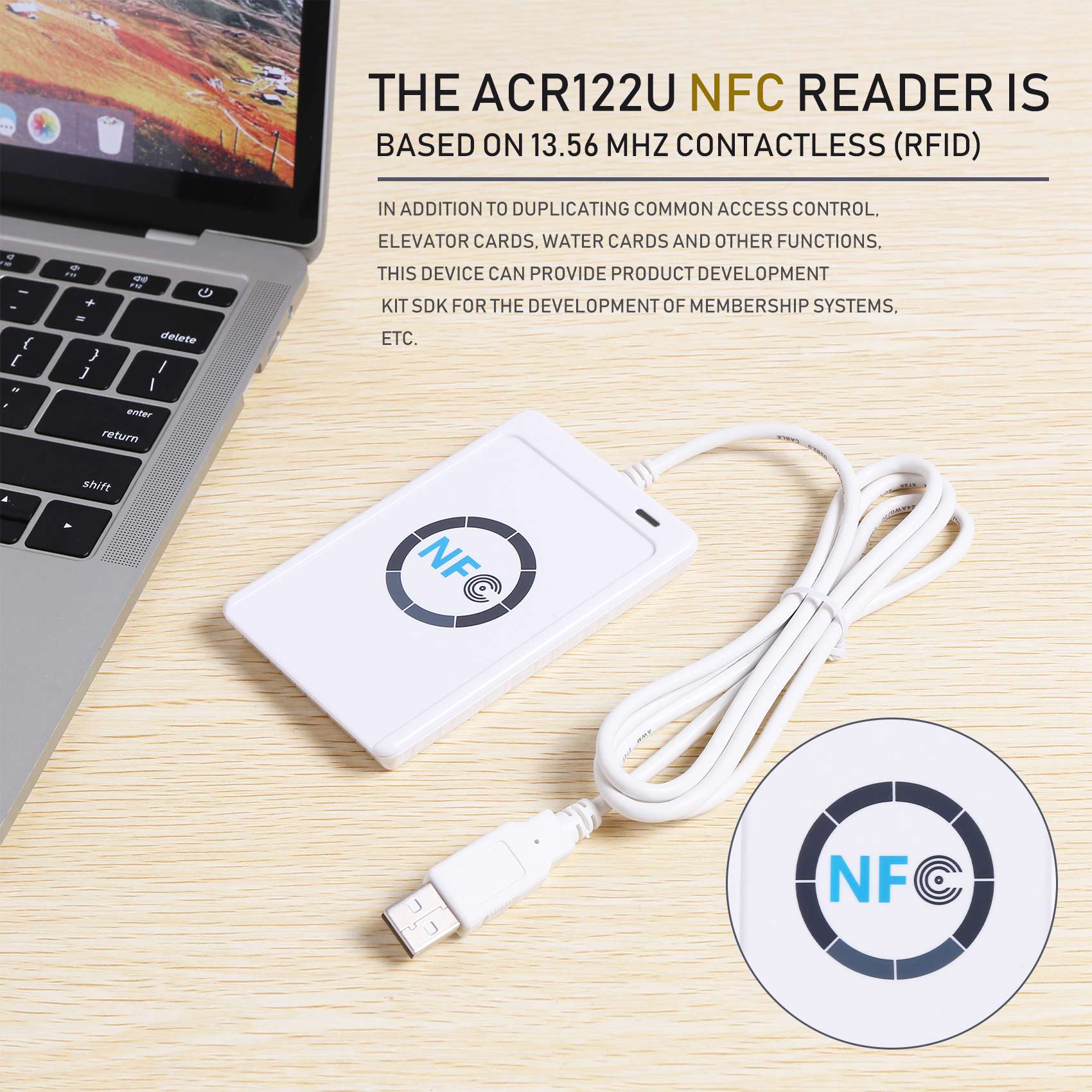 USB NFC Card Reader Writer ACR122U-A9 China Contactless RFID Card Reader Windows Wireless NFC Reader. 