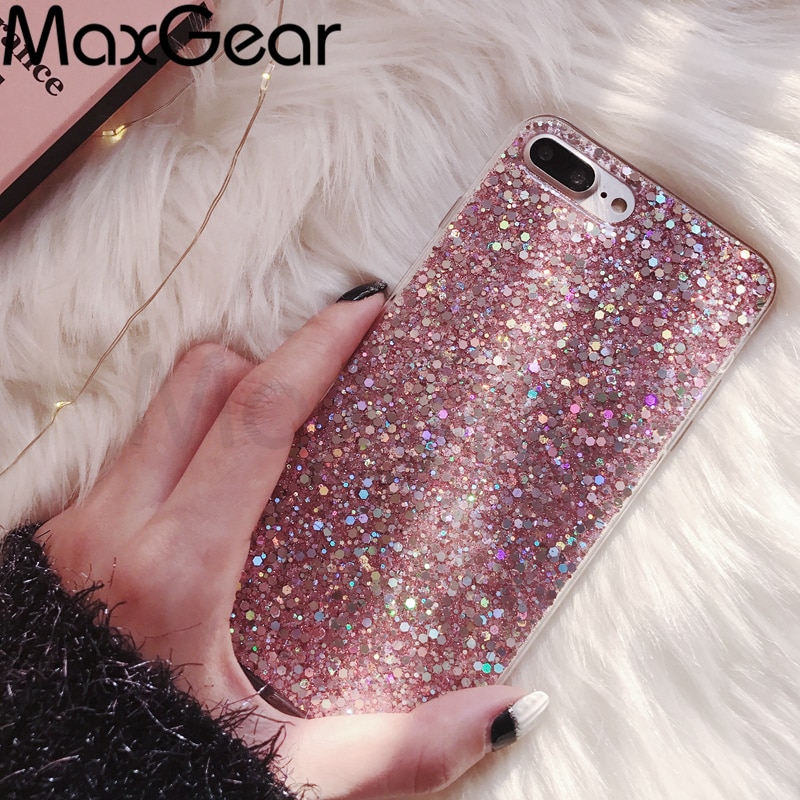 Glitter Phone Case For iPhone 13 12 11 Pro Max Luxury Soft Epoxy Crystal Cover For iPhone XR X S 6 6s 7 8 Plus SE Sequins Fundas. 
