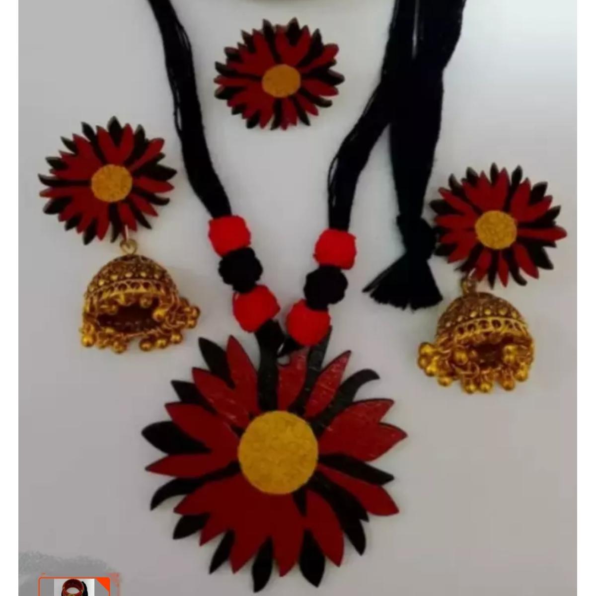 Wooden Hand Painted Exclusive Jewellery Set /Wood Base Jewellery Set /Handicraft Jewellery Set For Women /Girls - Necklace For Girls