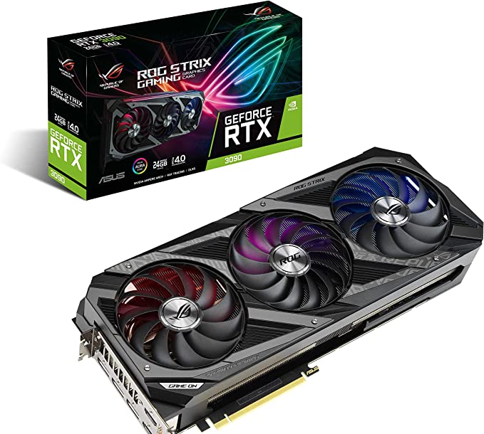 ASUS ROG STRIX NVIDIA GeForce RTX 3090 Gaming Graphics Card- PCIe 4.0, 24GB GDDR6X, HDMI 2.1, DisplayPort 1.4a, Axial-Tech Fan Design, 2.9-Slot. 