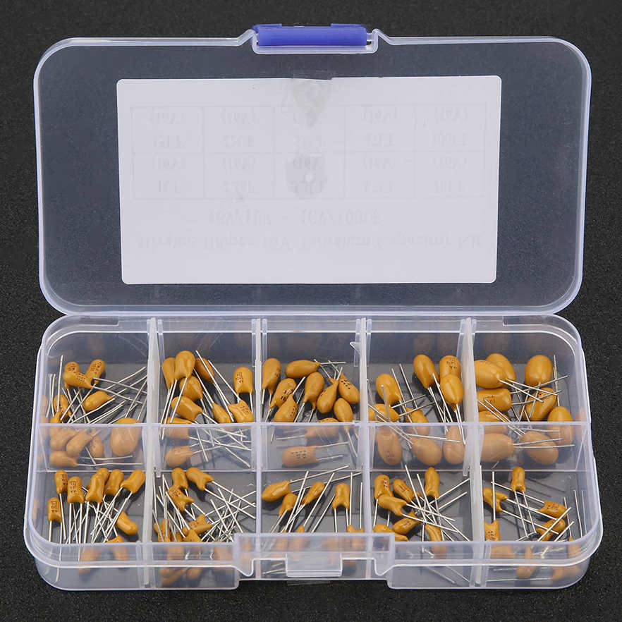 1 uf - 100 capacitor 10 value assortment kit portable tantalum for PC computer ICs. 