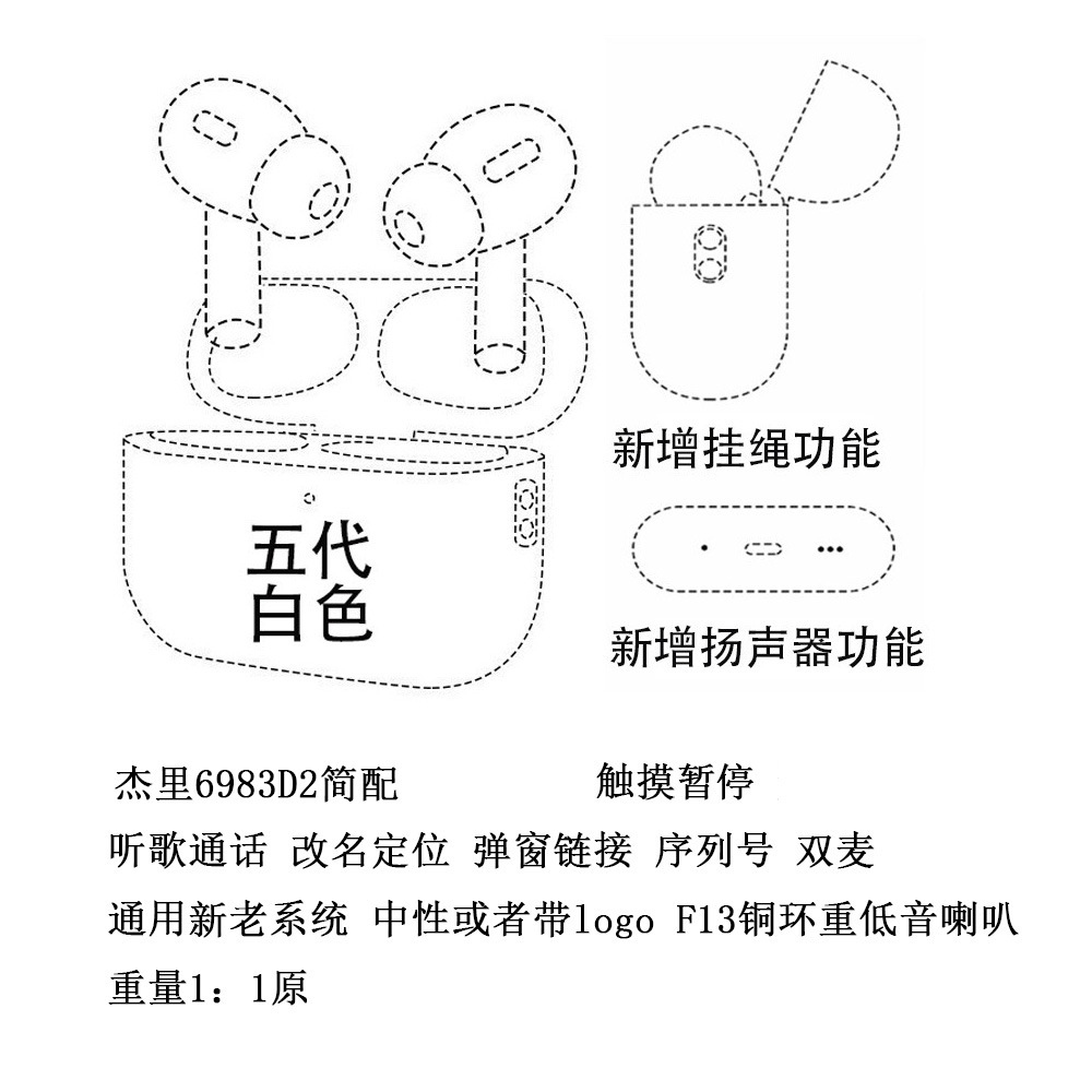Huaqiangbei second-generation, third-generation, fourth-generation, fifth-generation, sixth-generation Air, Jerry full-featured Apple pods Bluetooth headset. 
