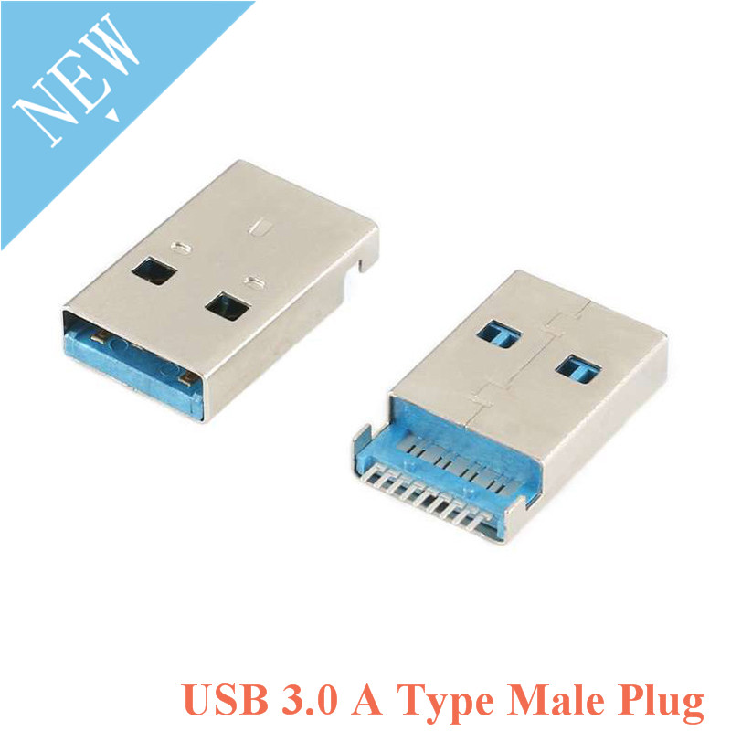 5pcs USB 3.0 A Type Male Plug Jack Connector 9 Pin SMT SMD High-speed Data Transmission USB 3.0 Jack Charging Socket Soldering