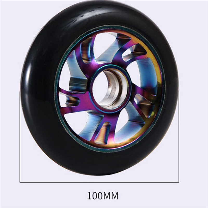 TWEXQNY 6 Pcs 100mm Scooter Replacement Wheels with Bearing Stunt Scooter Pu Wheels for Rocking Cars, Extreme Cars, Scooters