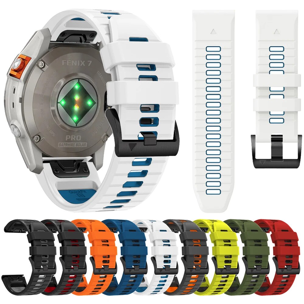 QuickFit 22mm 26mm Silicone Watch Band For Garmin Fenix 5 5X 6X 7 7X Pro/Epix Pro (Gen 2) TACTIX/Mk2 Mk2i G1/MARQ/Enduro 2 Strap. 