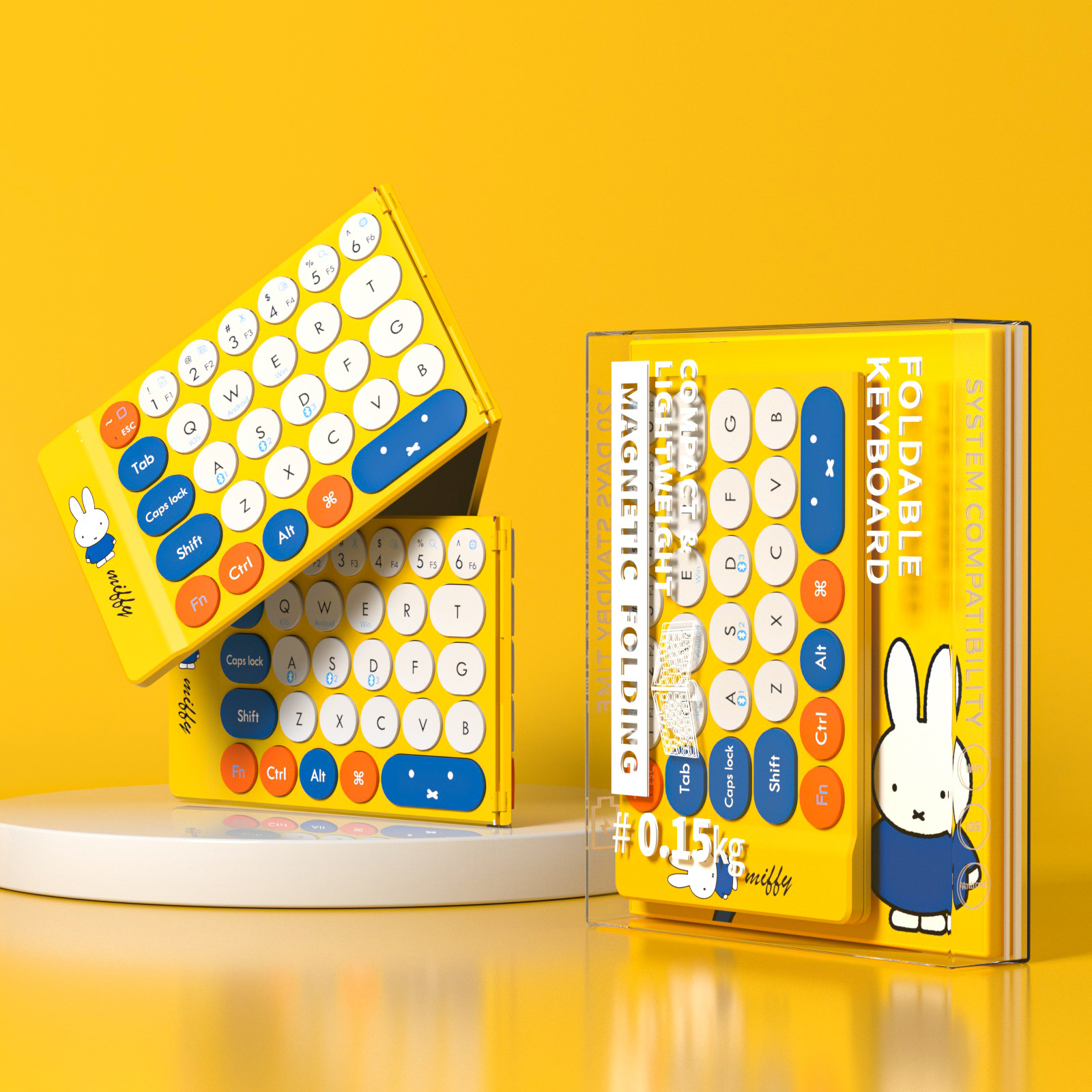 Miffy X MIPOW Mini Foldable Keyboard Wireless Keyboard iPhone Slim Wireless Bluetooth Ipad Keyboard IOS Foldable Keyboard Blueto. 