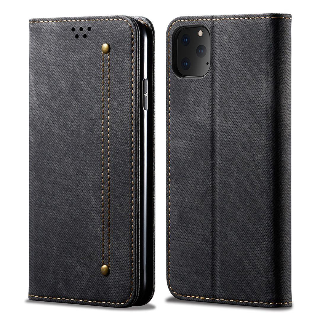 For iPhone 11 Pro Retro Denim Leather Flip Wallet Stand Case Cover Retro Denim Leather Flip Wallet Stand Case Cover