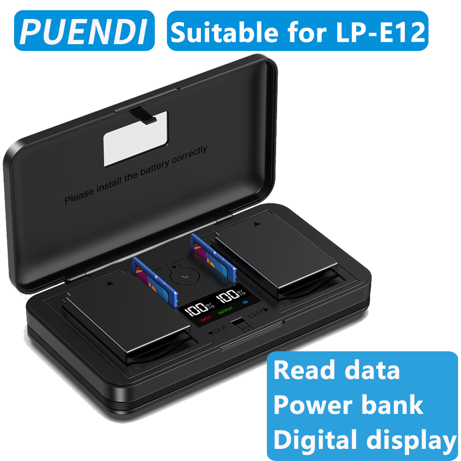 LP-E12 Battery Charger, Rapid USB Charger with LCD Battery Capacity Display, for Canon EOS M M2 M10, M50, M50 Mark II, M100 M200