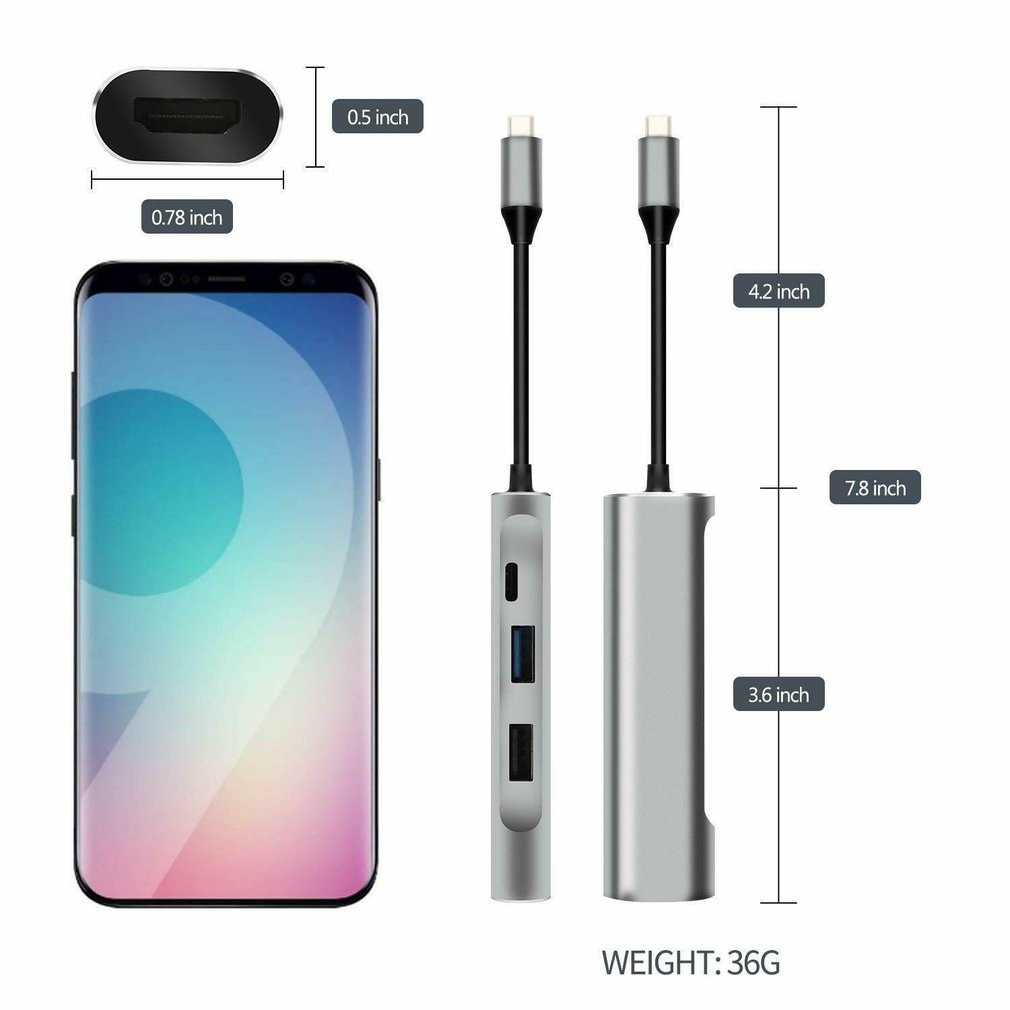 USB C To HDMI-compatible Adapter Hub For For Samsung Dex Station MHL For Galaxy S8 S9 S10/Plus 10/9 S4 S5E S6 Type C（4 in 1 Type-c）. 