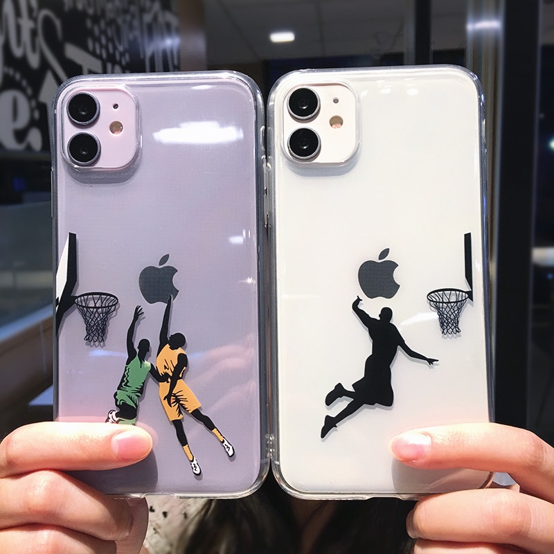 Funny Cartoon Basketball Slam Dunk Clear Phone Case For iPhone 14 Pro Max 13 12 11 XS X XR 7 8 Plus Boy Transparent Soft Cover. 