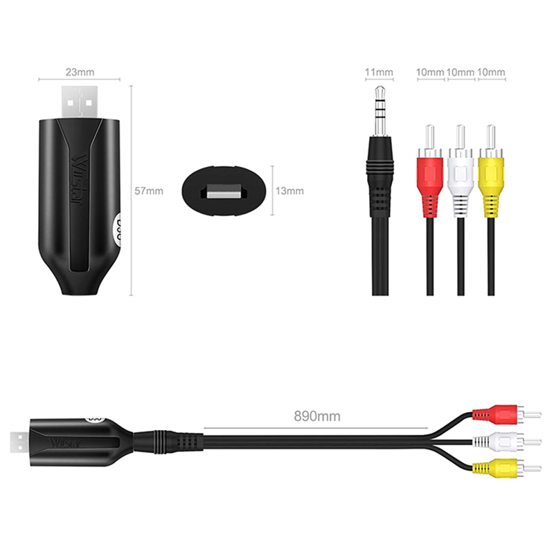 USB2.0 to DVD Converter Audio Video Audio Capture Card AV Capture Capture Capture Card Easy Install Easy to Replace. 