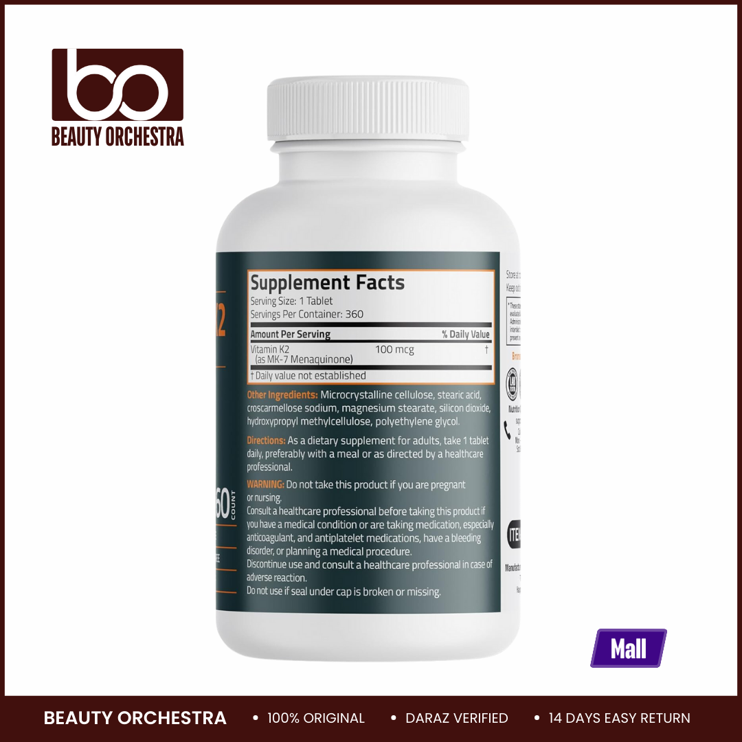 Bronson Vitamin K2 MK-7 100 MCG - 360 Tablets. 